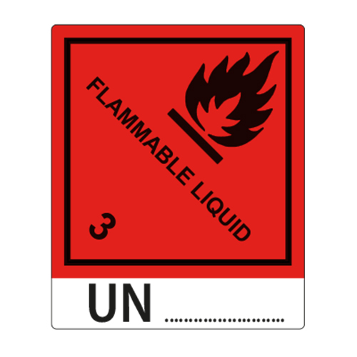 etykieta materiały zapalne ciekle ADR 3 + numer UN